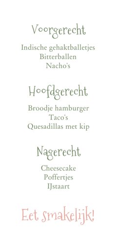 Menukaart lentefeest met gekleurde bloemetjes Achterkant