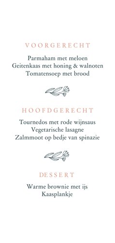 Menukaart met droogbloemen Achterkant