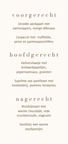 Menukaart modern food & drinks beige met bruin 3