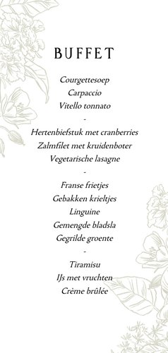 Menukaart stijlvol klassiek botanisch bloemen kader Achterkant