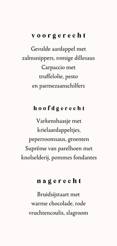 Menukaart trouwen abstract naturel Achterkant