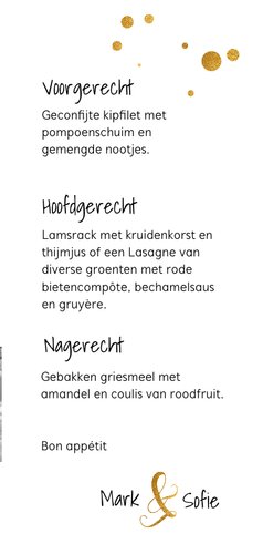 Menukaart Trouwen serie goud 3