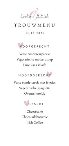 Menukaart trouwen vintage bohemian bloemen Achterkant