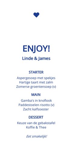 Moderne menukaart met blauwe fietsen Achterkant