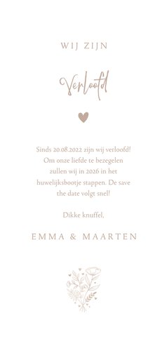 Naturel verlovingskaart waterverf achtergrond bosje bloemen Achterkant