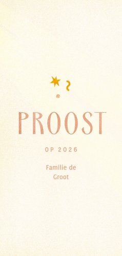 Nieuwjaarskaart proost op 2027 met champagne Achterkant