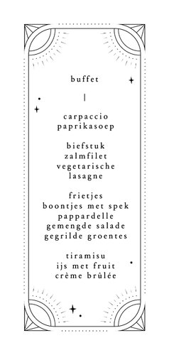 Originele menukaart met tattoo stijl bloemen 3