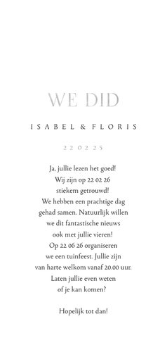 Pas getrouwd kaart eucalyptustak in zilver Achterkant