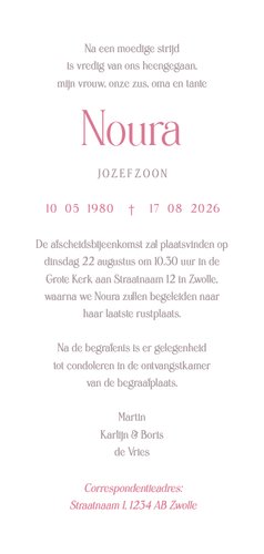 Rouwkaart met waterverf bloesem Achterkant