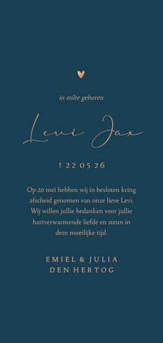 Rouwkaartje lijntekening van baby aanpasbaar Achterkant