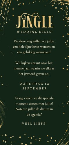 Save the date goudlook kerst foto sierlijke typografie Achterkant