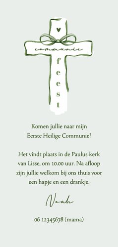 Save the date kalender communie communiefeest kruis unisex Achterkant