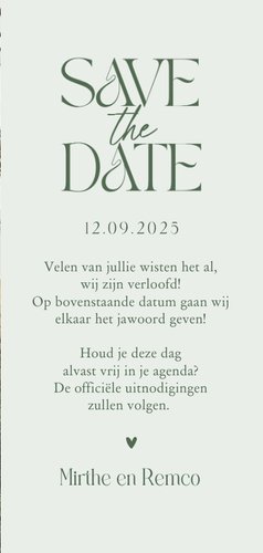 Save the date trouwkaart minimalistisch hartje stijlvol 3