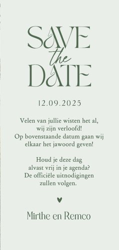 Save the date trouwkaart minimalistisch hartje stijlvol 3