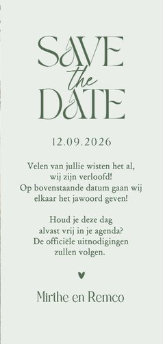 Save the date trouwkaart minimalistisch hartje stijlvol 3