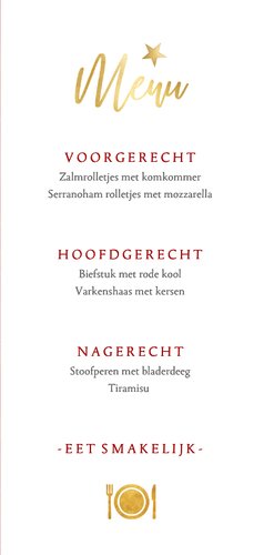 Sfeervolle menukaart warmrood voor het kerstdiner 3