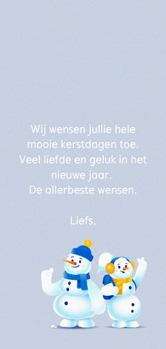 Sneeuwpoppen in trein NS Wintercity kerstkaart 3