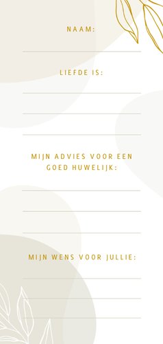 Stijlvol invulkaartje Happy Wishes met blaadjes Achterkant