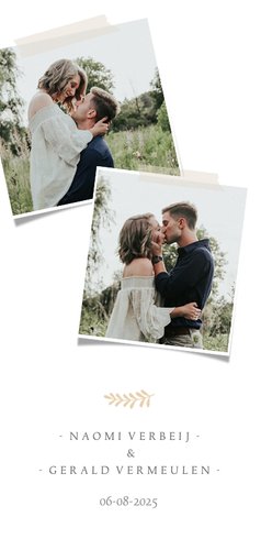 Stijlvolle langwerpige menukaart voor een huwelijk met foto 2