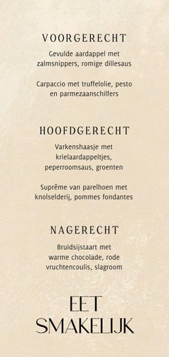 Stijlvolle menukaart beige steenlook 3