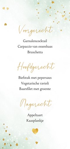 Stijlvolle menukaart botanische bladeren watercolor goud Achterkant