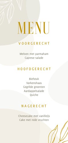 Stijlvolle menukaart met lijntekening van bladeren Achterkant