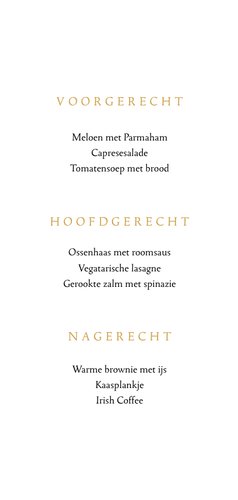 Stijlvolle menukaart trouwerij hart verfstroken goudlook Achterkant