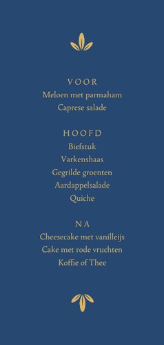 Stijlvolle minimalistische menukaart met gouden ornament Achterkant