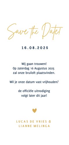 Stijlvolle originele langwerpige datum save the date kaart 3