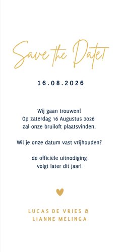 Stijlvolle originele langwerpige datum save the date kaart 3