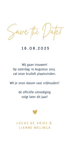 Stijlvolle originele langwerpige datum save the date kaart 3