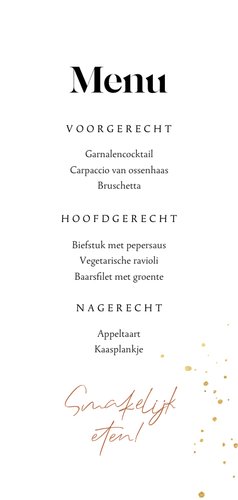 Trendy menukaart organische vormen hartjes goud(folie) Achterkant