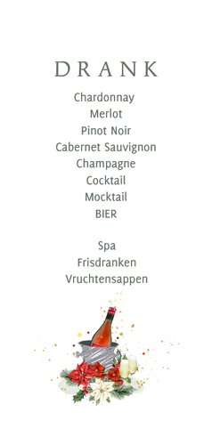 Trouwkaart menu kerststerren met kersttakken 2