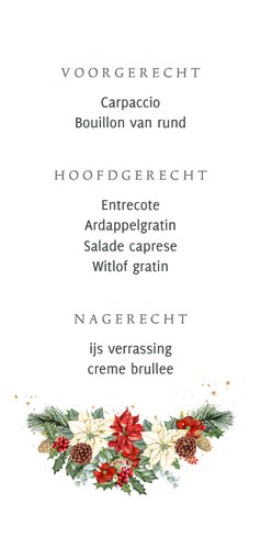 Trouwkaart menu kerststerren met kersttakken 3
