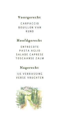 Trouwkaart menu Toscane landschap 3