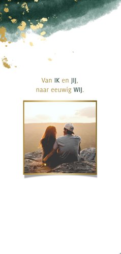 Trouwkaart parternerschap waterverf gouden tekst 2