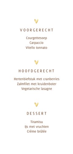 Trouwmenu hout stijlvol goud hartjes bruiloft Achterkant