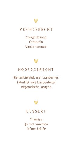 Trouwmenu hout stijlvol goud hartjes bruiloft Achterkant