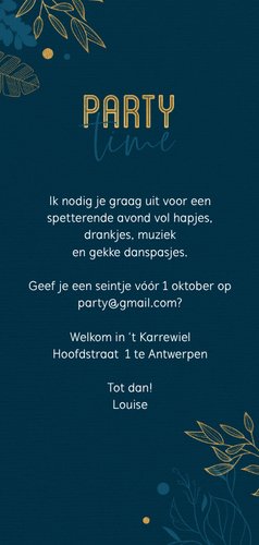 Uitnodiging botanical gold Achterkant