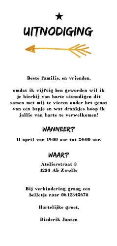 Uitnodiging hip en feestelijk voor een feestje Achterkant