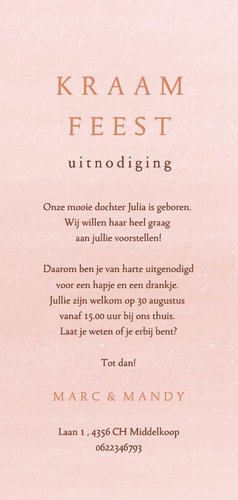 Uitnodiging kraamfeest meisje hertje en bloemen 3