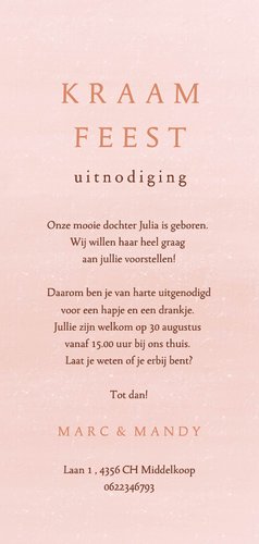 Uitnodiging kraamfeest meisje hertje en bloemen 3