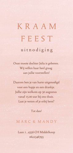 Uitnodiging kraamfeest meisje hertje en bloemen 3