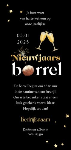 Uitnodiging nieuwjaarsborrel save the date Achterkant