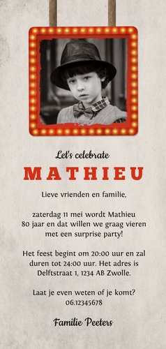 Uitnodiging verjaardag retro vintage man wegwijzers Achterkant