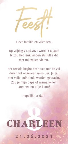 Uitnodiging voor kinderfeestje met waterverf en panterprint 3