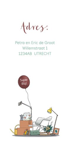 Verhuiskaart VW busje voorkant lang Achterkant