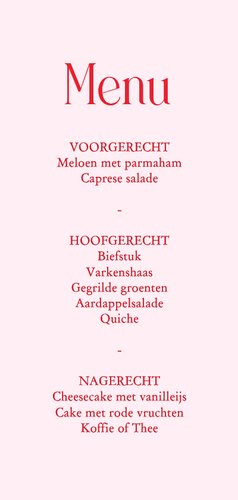 Vrolijke menukaart met roze kerst cocktails Achterkant