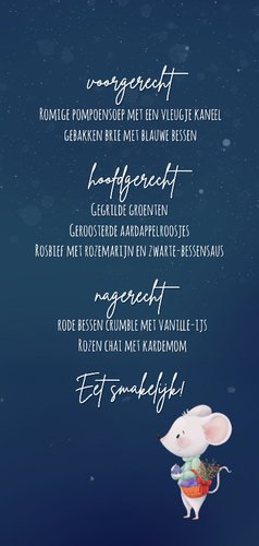 Winterse menukaart met uil en muis 3