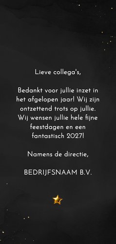 Zakelijk kerstkaartje folieballon 2027 verticaal goud 3